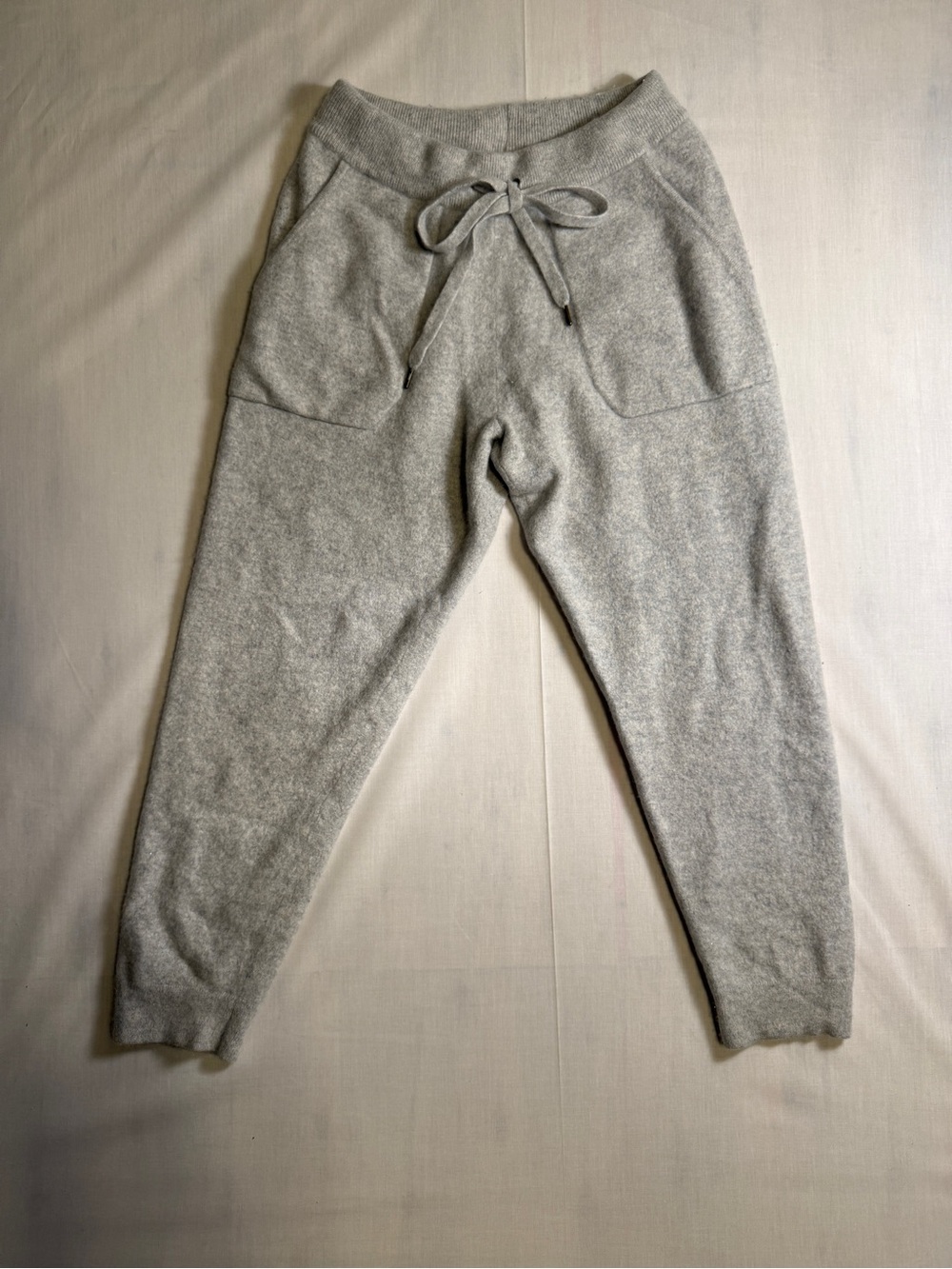 Garnet Hill Cashmere Knit Jogger Pants Womens Medium Heather Gray Drawstring